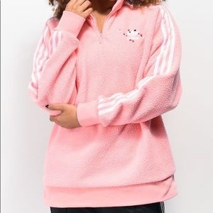 NEW Limited Edition Adidas Pink Heart Valentines Sherpa Quarter Zip Sz S